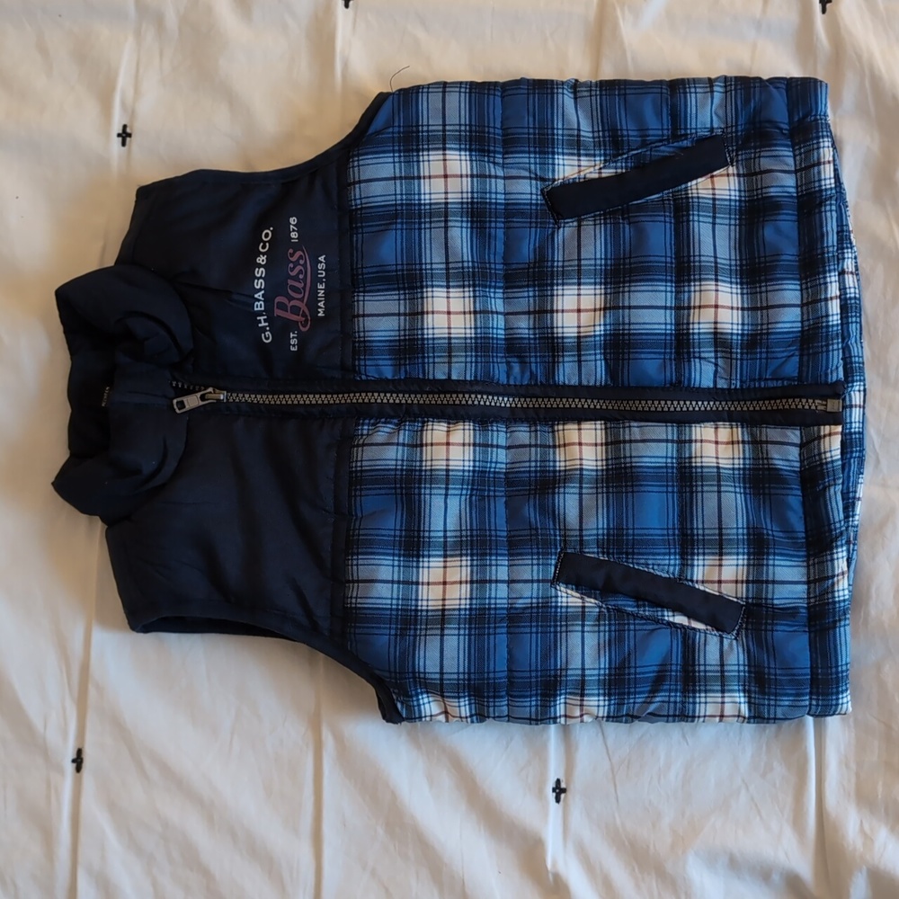 Boys 3T  Blue plaid puff Vest